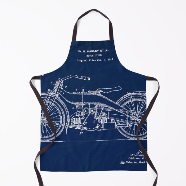 Item preview, Harley motorbike 1924, original patent drawing slate blue background designed and sold by QualitySolution.