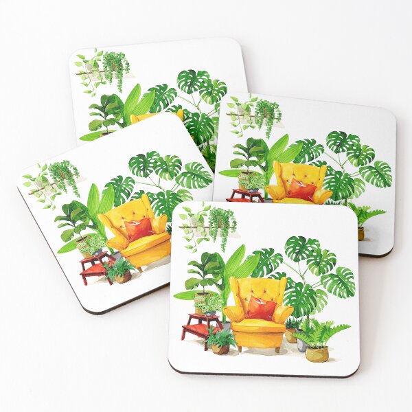 Item preview, Cozy yellow armchair surrounded by houseplants in pots. designed and sold by TatianaKa.