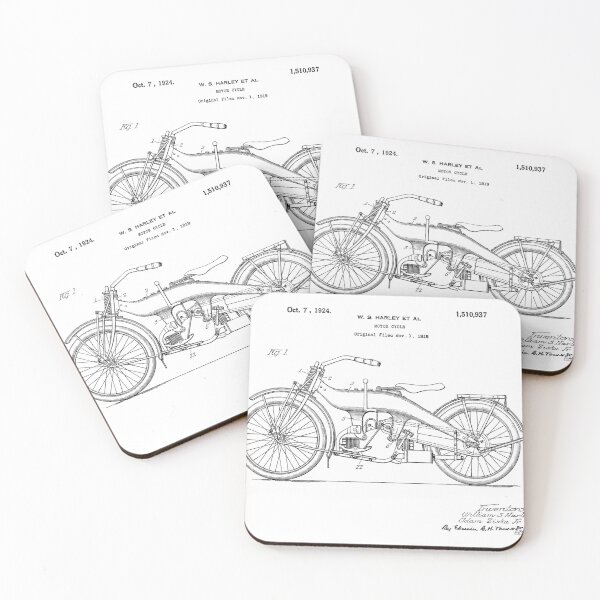 Item preview, Harley motorbike 1924, original patent drawing white background designed and sold by QualitySolution.