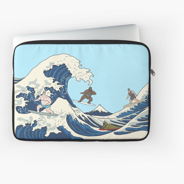 Cool Laptop Bag Blue Sea Wave Surf Man Printed Notebook Sleeves Water Resistant Polyester Notebook Storage Bag for Dad Mom White 13inch