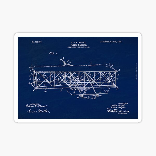 Artikel-Vorschau von Orville, Flugmaschine von 1906, originale Patentzeichnung auf schieferblauem Hintergrund, designt und verkauft von QualitySolution.