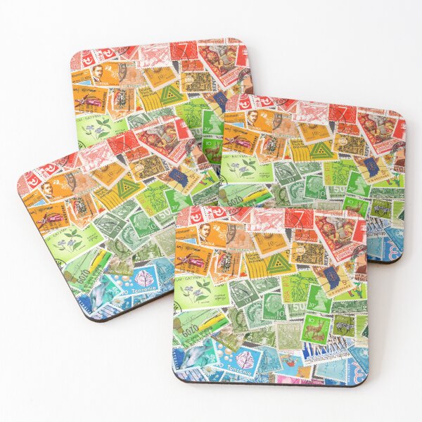 Item preview, Rainbow vintage postage stamps designed and sold by Salomėja MayBeeInk.