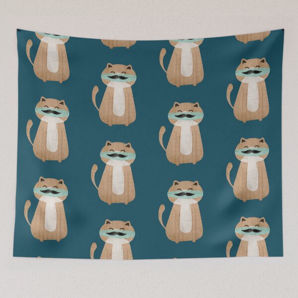 Item preview, Lovely cat with mustache mask designed and sold by piastrelli.