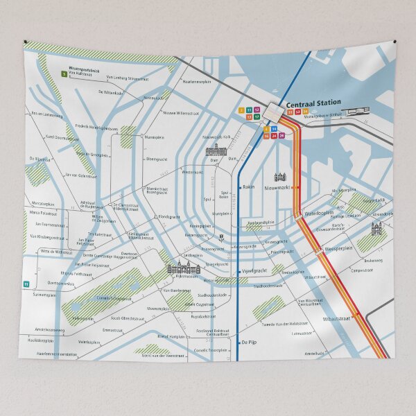 Item preview, Amsterdam City Rail Map Square designed and sold by AnsgarVollmer.