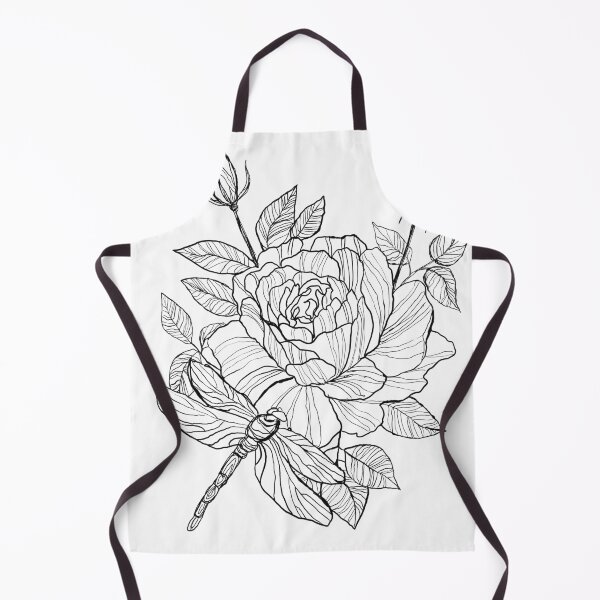 Item preview, Rose and dragonfly black and white digital illustration designed and sold by NinaJayasinghe.