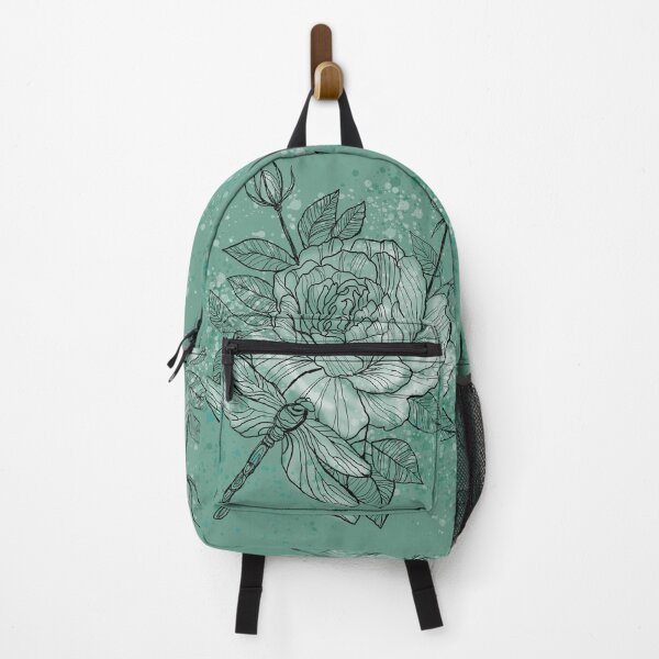 Item preview, Rose and dragonfly on blue digital illustration designed and sold by NinaJayasinghe.