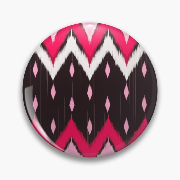 Item preview,  Ikat Ogee  in traditional classic red, white and pink on black color background .  designed and sold by Paphawarin.