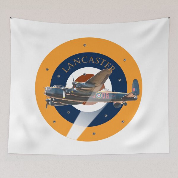 Item preview, Lancaster Bomber in a searchlight beam being strafed by anti aircraft Fire in RAF roundel  designed and sold by ajtechdesigns.