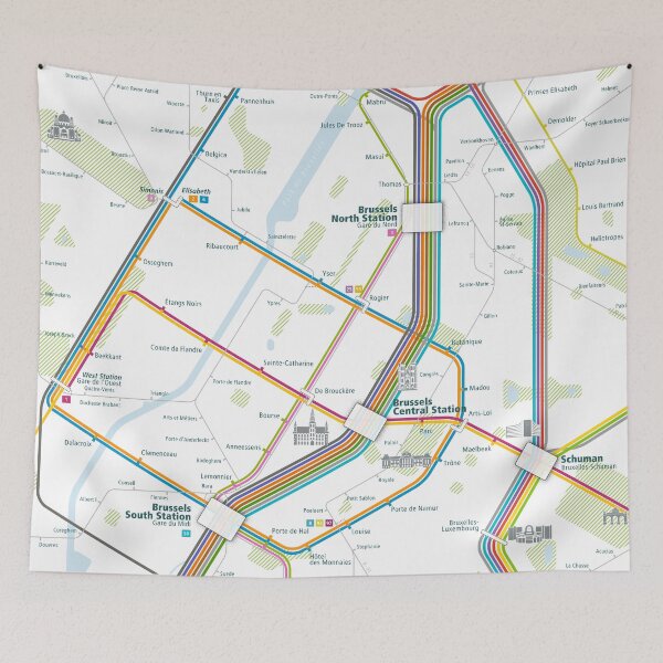 Item preview, Brussels City Rail Map Square designed and sold by AnsgarVollmer.