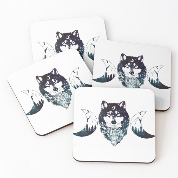 Item preview, Celestial Wolf Moon & Stars Triple Moon Goddess designed and sold by LoopyGalaxy.