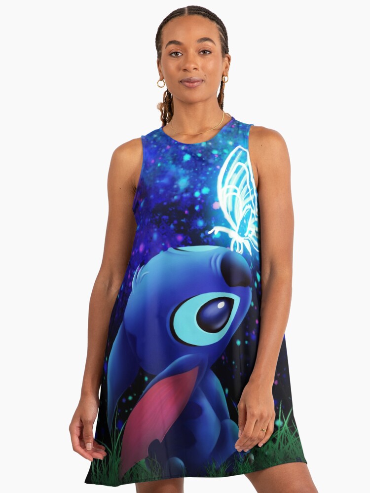 galaxy blue black starry fairy dress Galaxy Bell Sleeve Mini Dress Women, Long Sleeve Black Blue Print Spac –  Starcove Fashion main image 1