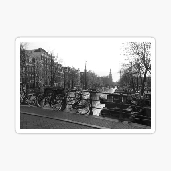 Amsterdam Brouwersgracht (brewers canal) · Black and White Photo Sticker