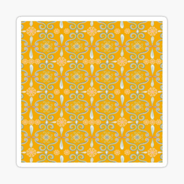 Rococo yellow damask Sticker
