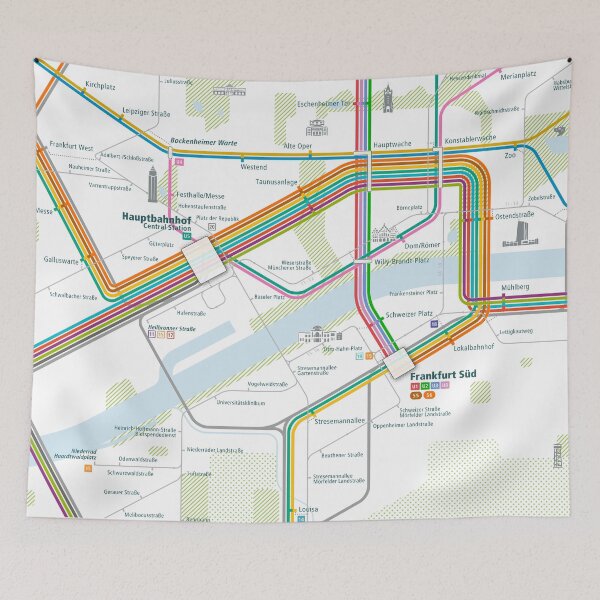 Item preview, Frankfurt City Rail Map Square designed and sold by AnsgarVollmer.