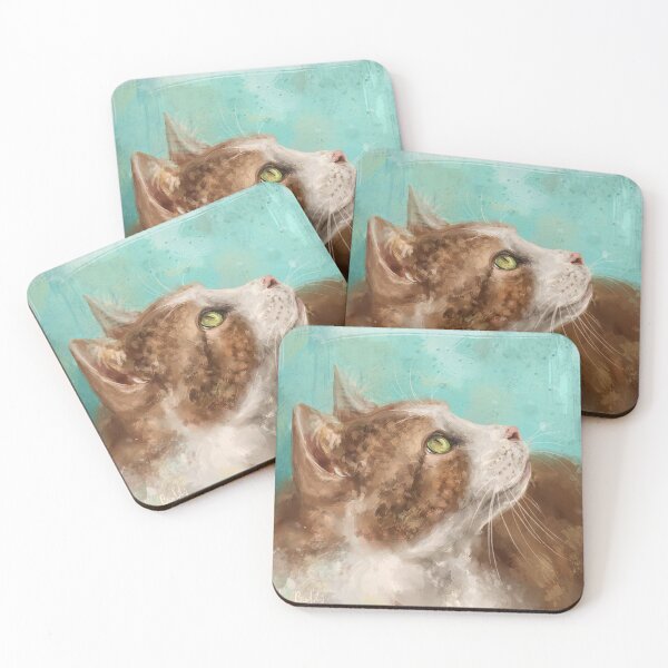 Item preview, Painting of a White and Orange Cat Looking to the Side designed and sold by ibadishi.
