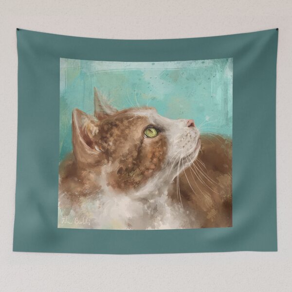 Item preview, Painting of a White and Orange Cat Looking to the Side designed and sold by ibadishi.