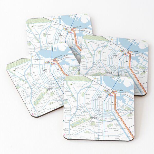 Item preview, Amsterdam City Rail Map Square designed and sold by AnsgarVollmer.