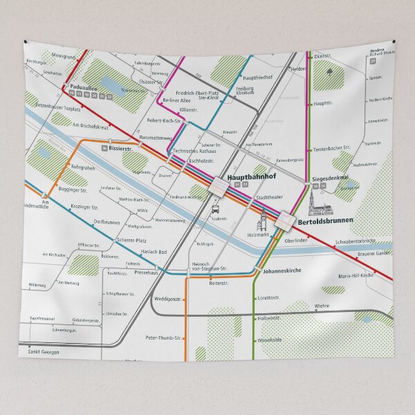 Item preview, Freiburg City Rail Map Square designed and sold by AnsgarVollmer.