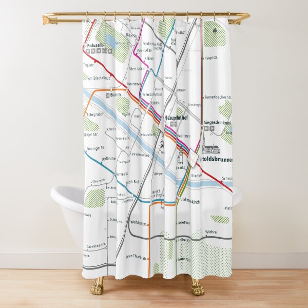 Freiburg City Rail Map Square Shower Curtain