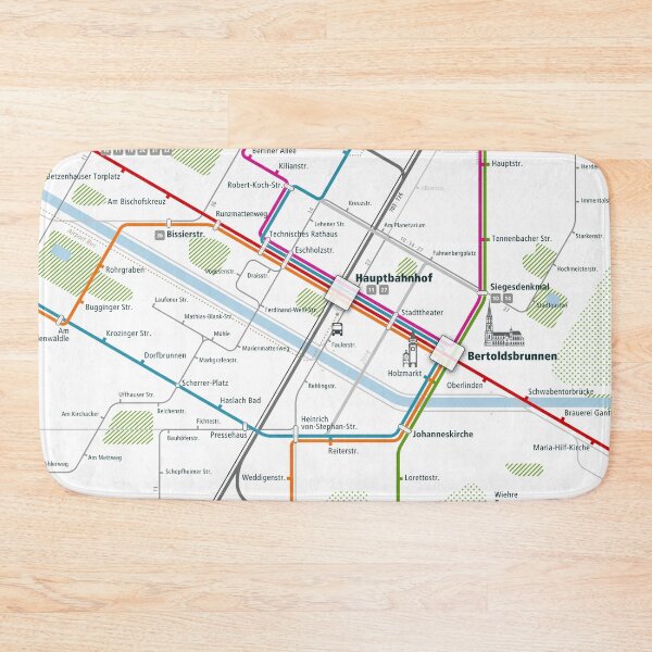 Item preview, Freiburg City Rail Map Square designed and sold by AnsgarVollmer.