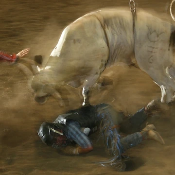 Artwork thumbnail, Bull Riding Wreck by Rodeo-Photos