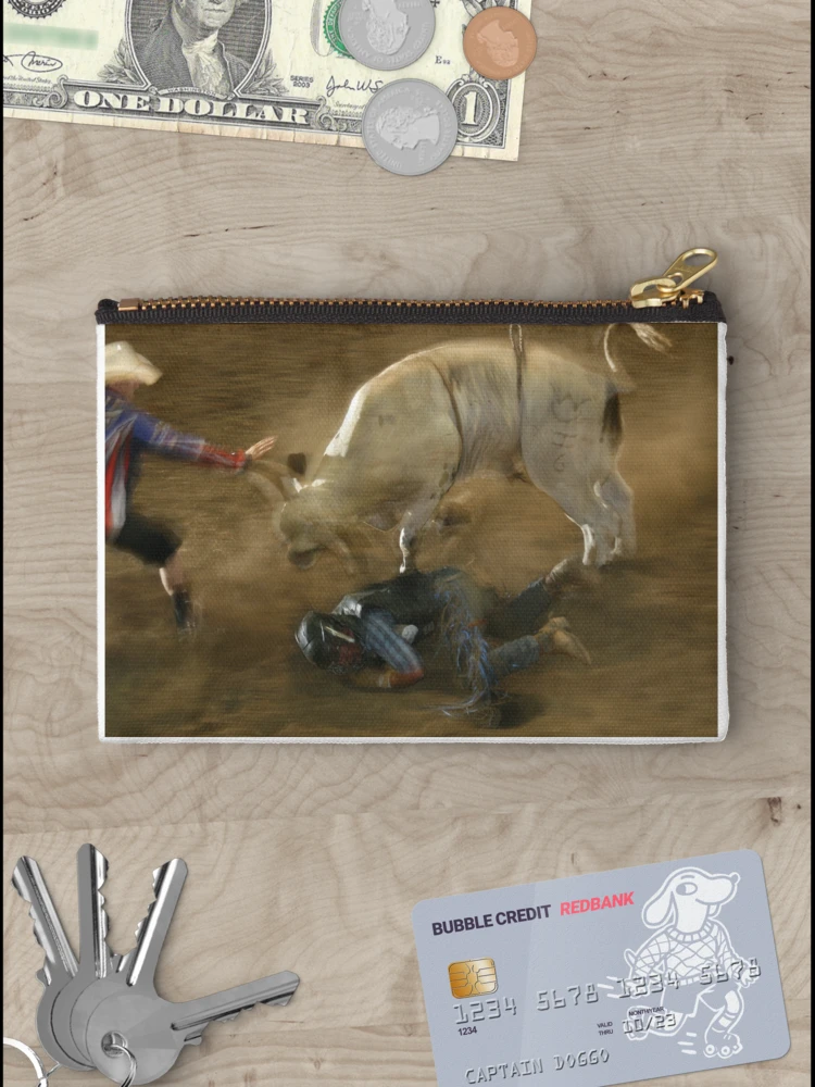 Thumbnail 3 of 4, Zipper Pouch, Bull Riding Wreck designed and sold by Rodeo-Photos.