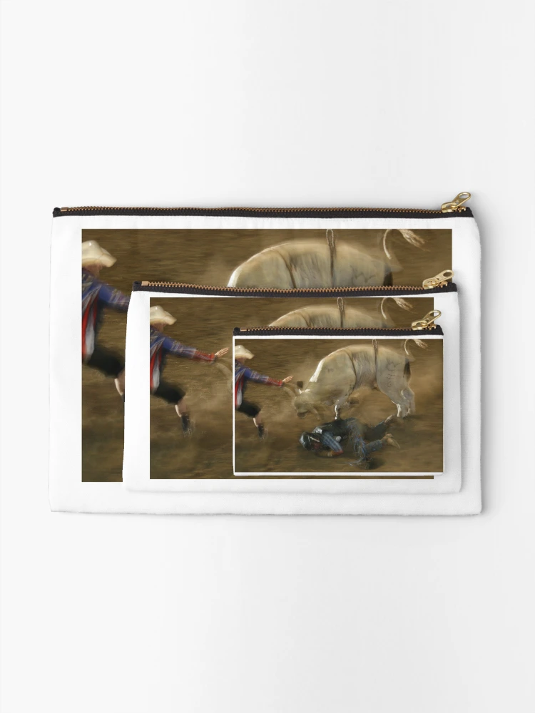 Thumbnail 2 of 4, Zipper Pouch, Bull Riding Wreck designed and sold by Rodeo-Photos.