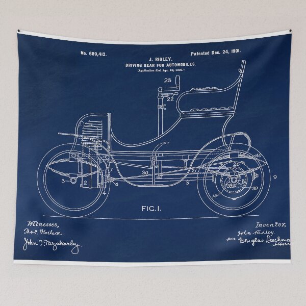 Item preview, 1901, Driving system ,original patent drawing Slate Blue background designed and sold by QualitySolution.