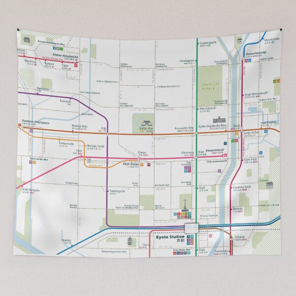 Item preview, Kyoto City Rail Map Square designed and sold by AnsgarVollmer.