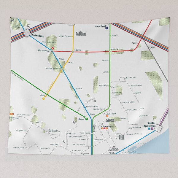 Item preview, Lisbon City Rail Map Square designed and sold by AnsgarVollmer.