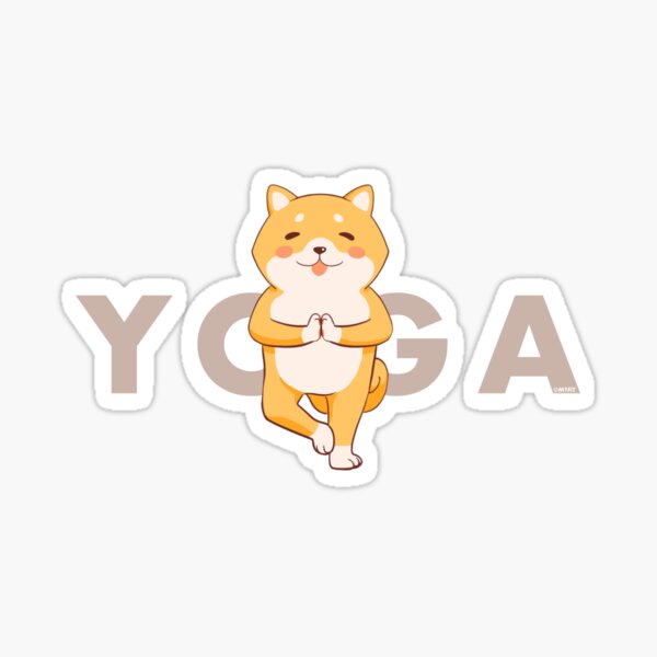 Yoga cute dog shibainu yogi tree pose Sticker