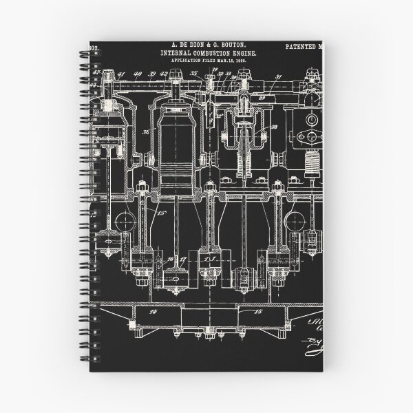 Item preview, De Dion 1908, Engine ,original patent drawing marbled black background designed and sold by QualitySolution.