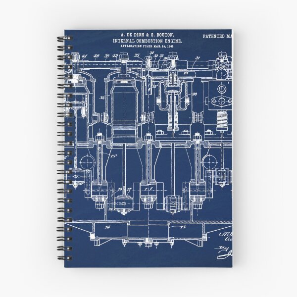 Item preview, De Dion 1908, Engine ,original patent drawing Slate Blue background designed and sold by QualitySolution.
