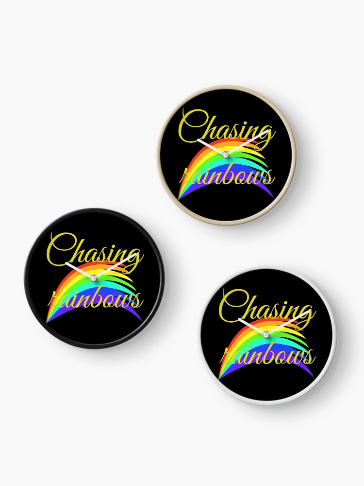 Thumbnail 3 of 4, Clock, Chasing rainbows, pattern, quote. designed and sold by Rui Valverde.