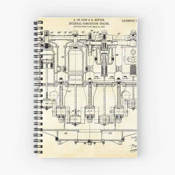 Item preview, De Dion 1908, Engine ,original patent drawing parchment background designed and sold by QualitySolution.