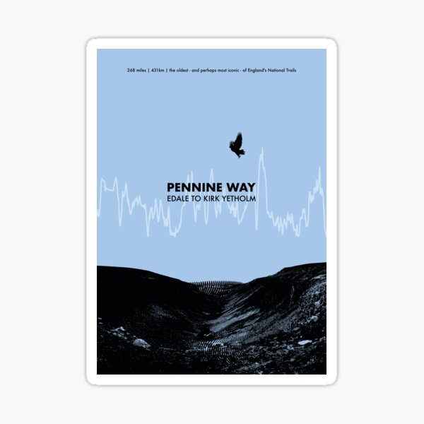 The Pennine Way Elevation Art - Blue Sticker