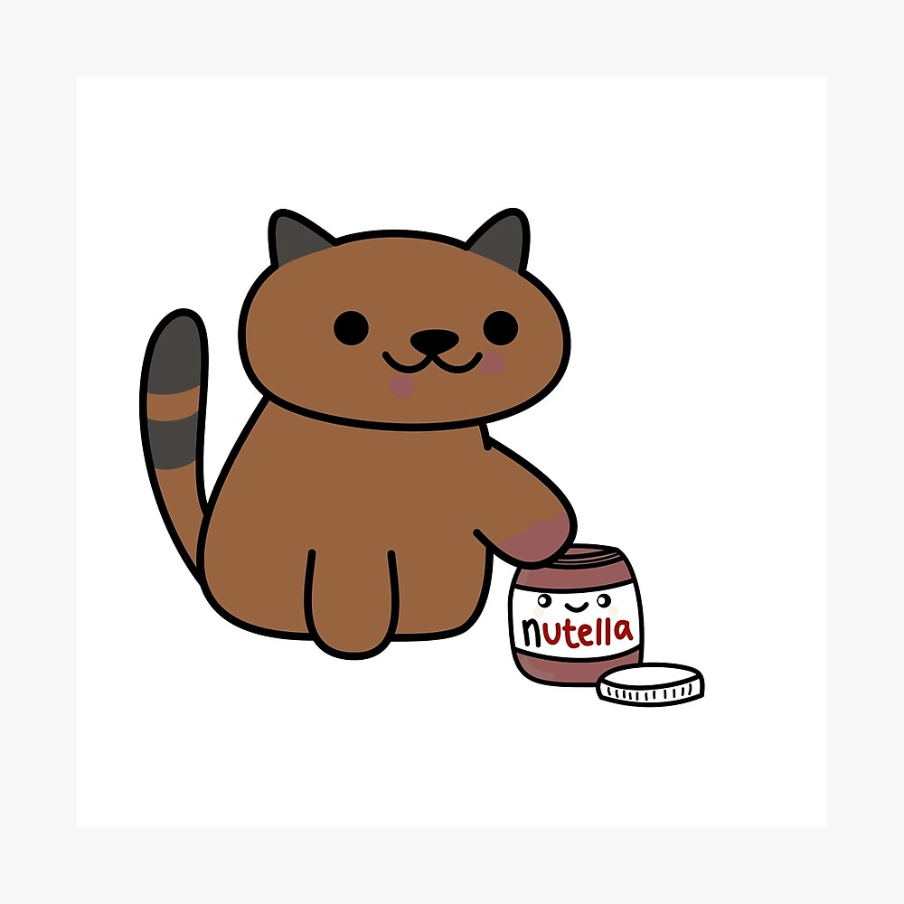 Ganache Raiding The Nutella Jar Neko Atsume Poster By Iceyuk Redbubble