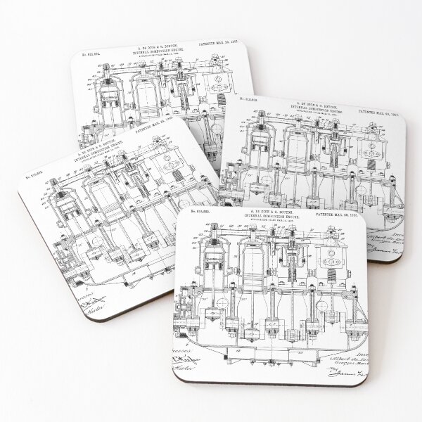 Item preview, De Dion 1908, Engine ,original patent drawing original white background designed and sold by QualitySolution.