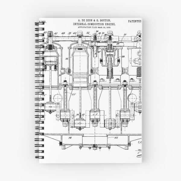Item preview, De Dion 1908, Engine ,original patent drawing original white background designed and sold by QualitySolution.