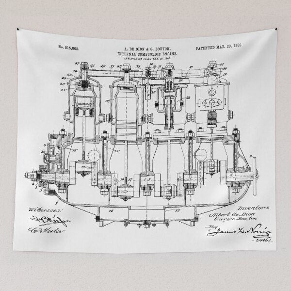 Item preview, De Dion 1908, Engine ,original patent drawing original white background designed and sold by QualitySolution.