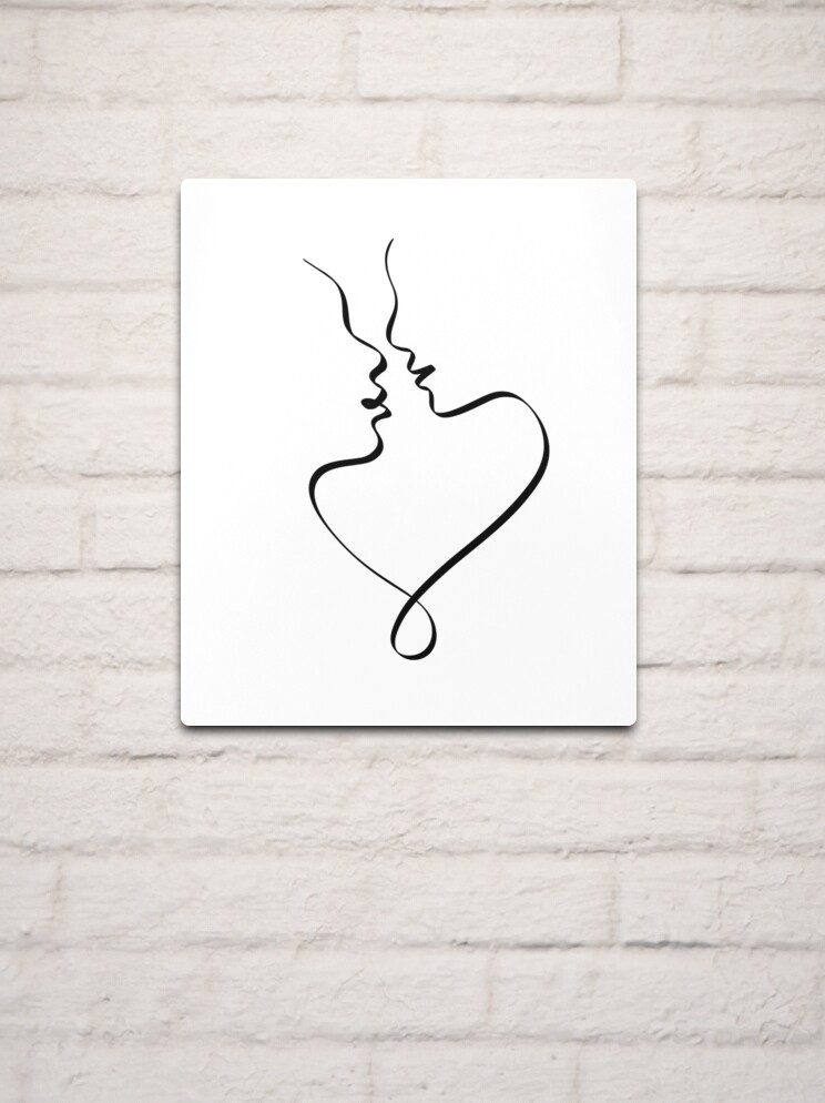 Funny romantic stick couple holding hands, minimal line art drawing, couple  in love art print Jigsaw Puzzle