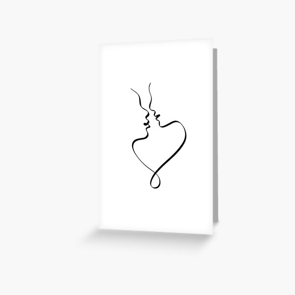 Item preview, ALMOST KISS LINE ART | Love romantic cute | Couple of lovers designed and sold by yourtravelguide.