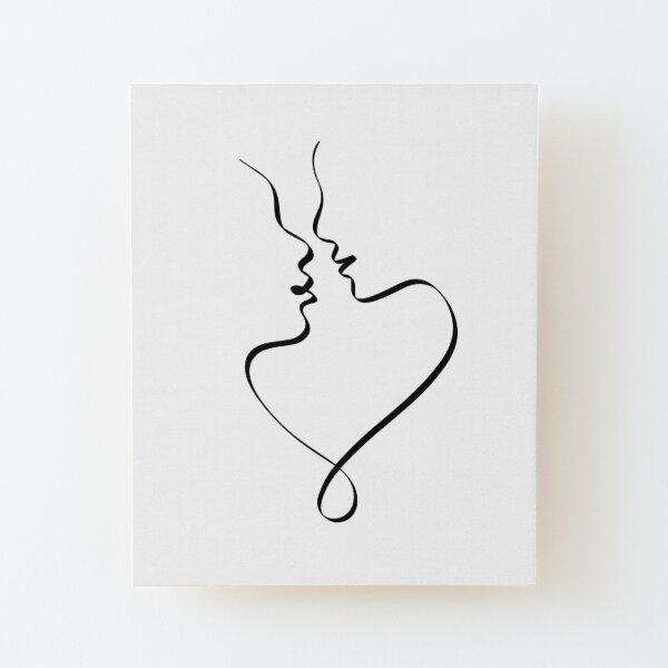 ALMOST KISS LINE ART, Love romantic cute, Couple of lovers Poster by  yourtravelguide