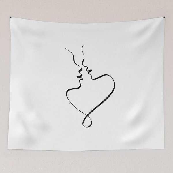 Item preview, ALMOST KISS LINE ART | Love romantic cute | Couple of lovers designed and sold by yourtravelguide.