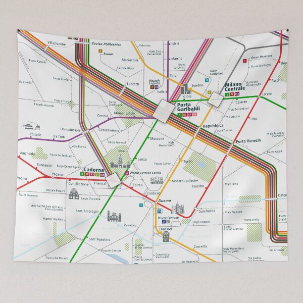 Item preview, Milan City Rail Map Square designed and sold by AnsgarVollmer.