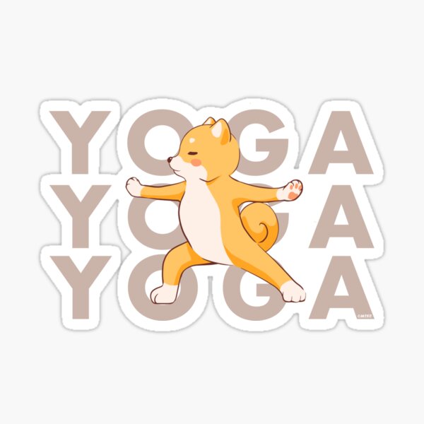 Yoga cute dog shibainu yogi virabhadrasana pose Sticker