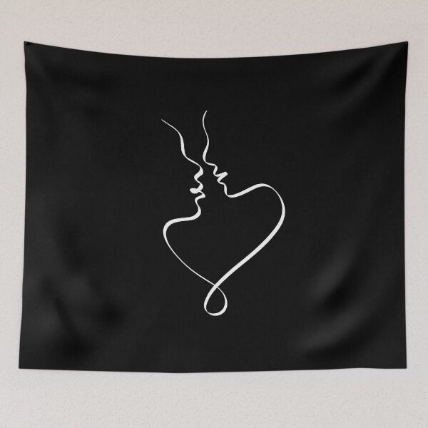 Item preview, ALMOST KISS LINE ART | Love romantic cute | Couple of lovers designed and sold by yourtravelguide.