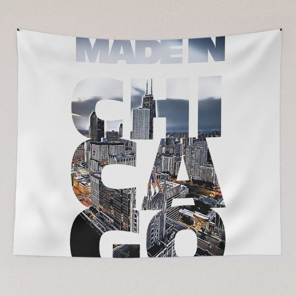 Item preview, Made in Chicago United States skyline typography mask frame designed and sold by codepuns.