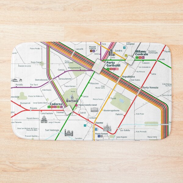 Item preview, Milan City Rail Map Square designed and sold by AnsgarVollmer.