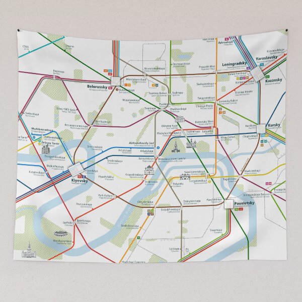 Item preview, Moscow City Rail Map Square designed and sold by AnsgarVollmer.